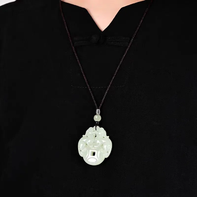 BYTHERE Necklaces Pale Greenish White Jade Unisex-4