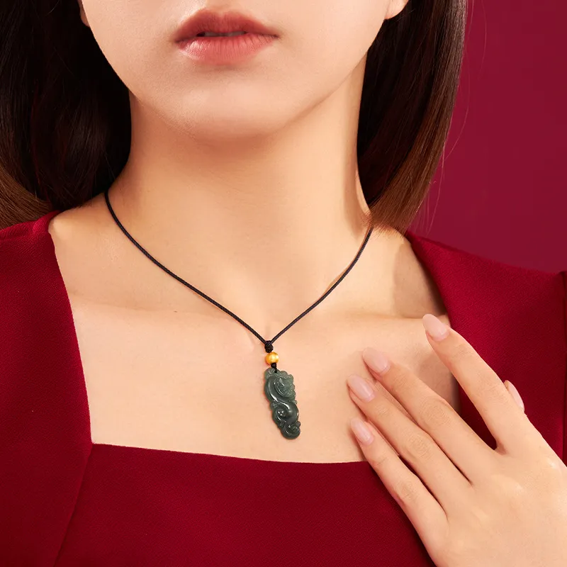 BYTHERE Bean Type Jadeite Necklaces Unisex-2