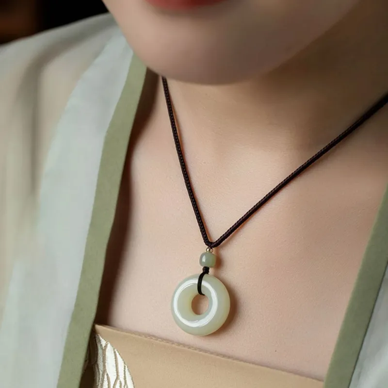 BYTHERE Hetian Jade Necklaces Pale Greenish White Jade Unisex-4