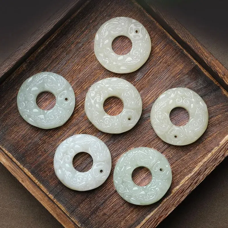 BYTHERE Hetian Jade Necklace Pendant, Gift For Boyfriend, Advanced Box Green Jade Unisex-14