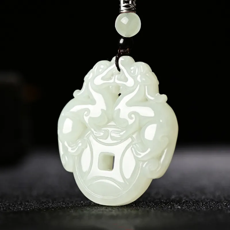 BYTHERE Necklaces Pale Greenish White Jade Unisex-2