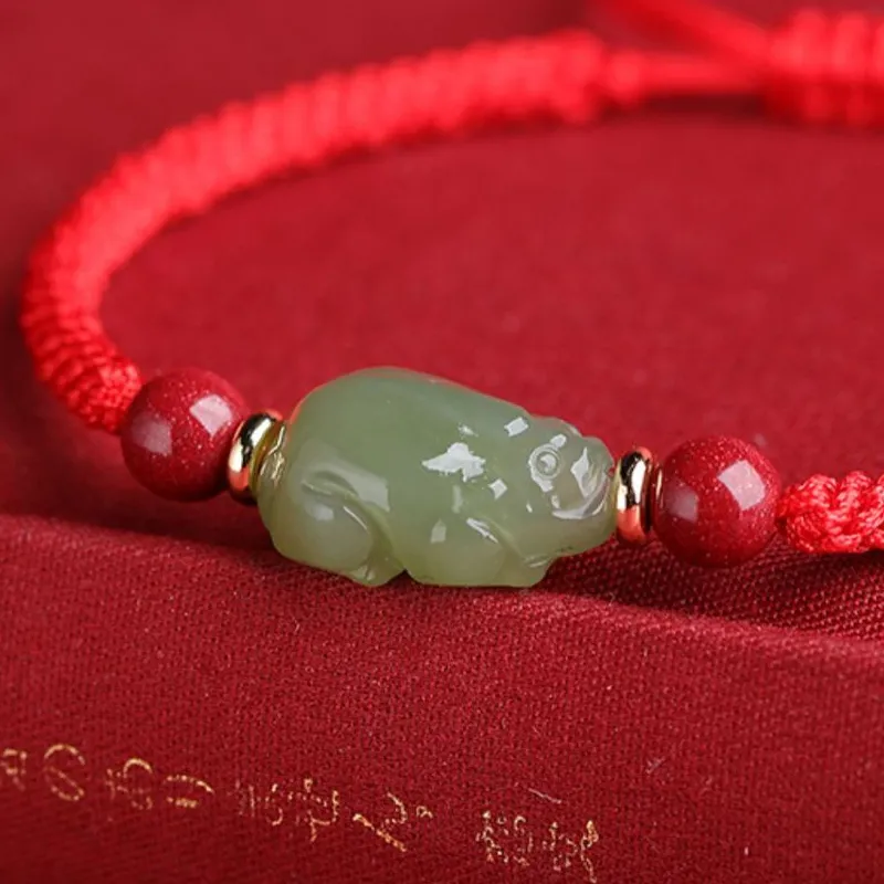 BYTHERE Hetian Jade Bracelets Pale Greenish White Jade Unisex-6