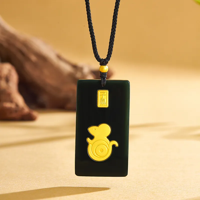 BYTHERE Hetian Jade Necklaces Green Jade Unisex-5