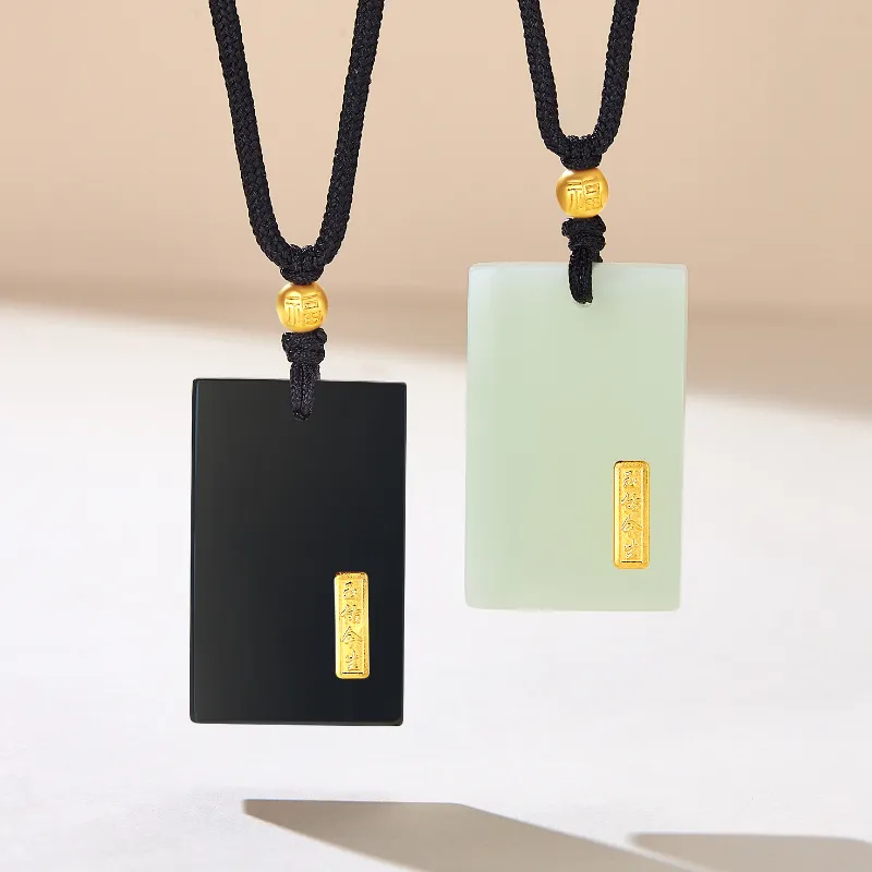 BYTHERE Hetian Jade Necklace Adjustable Pale Greenish White Jade Unisex-16