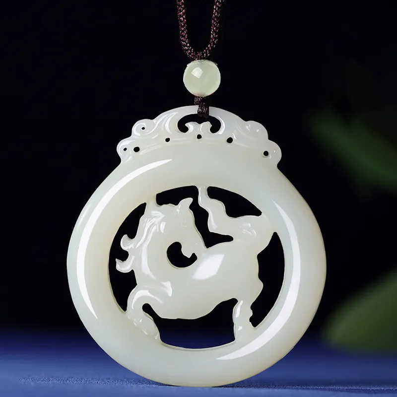 BYTHERE Hetian Jade Necklaces Pale Greenish White Jade Unisex-2