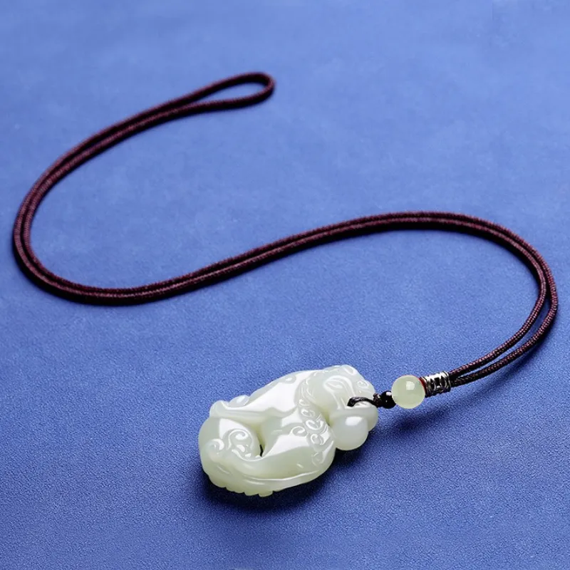 BYTHERE Hetian Jade Necklaces Pale Greenish White Jade Unisex-4