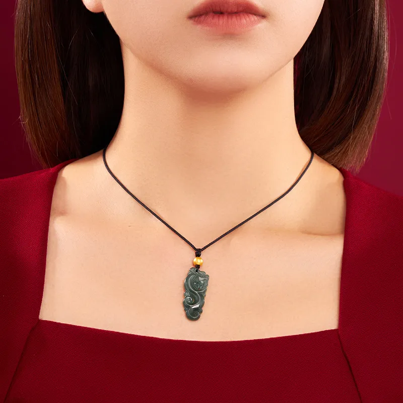 BYTHERE Bean Type Jadeite Necklaces Unisex-1