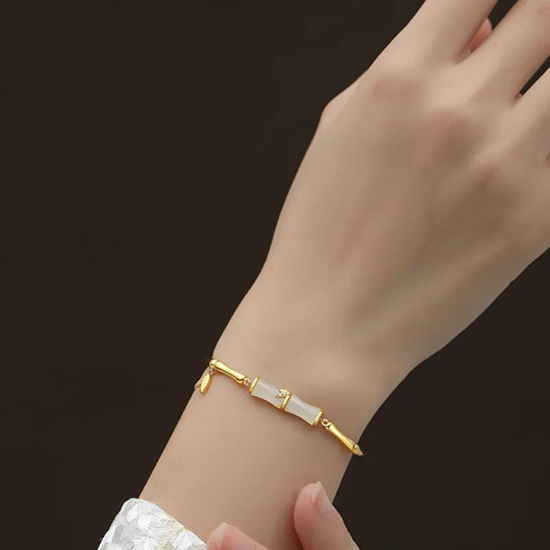 BYTHERE Hetian Jade Bracelets Pale Greenish White Jade Women's-2