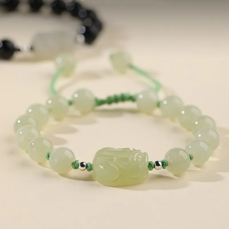 BYTHERE Hetian Jade Bracelets Pale Greenish White Jade Women's-1