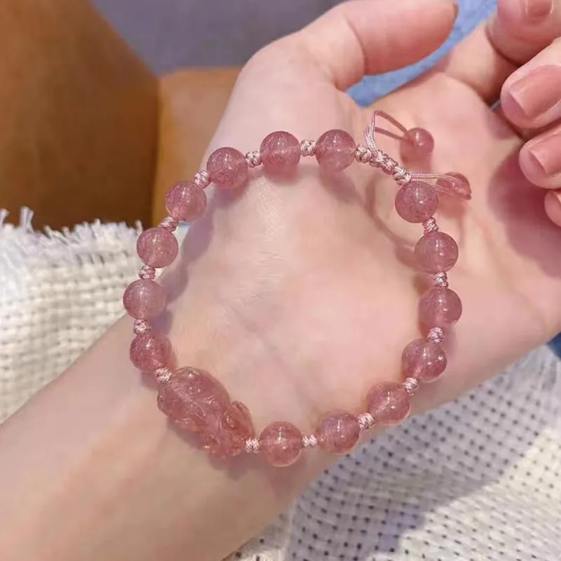 BYTHERE Strawberry Quartz Obsidian Bracelets Unisex-4