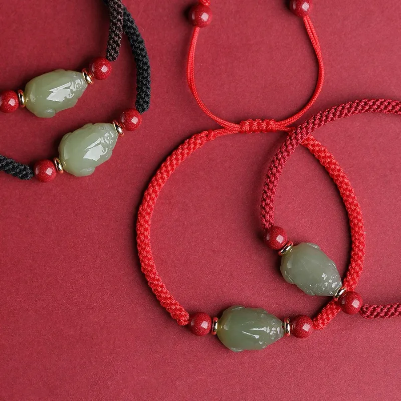 BYTHERE Hetian Jade Bracelets Pale Greenish White Jade Unisex-5
