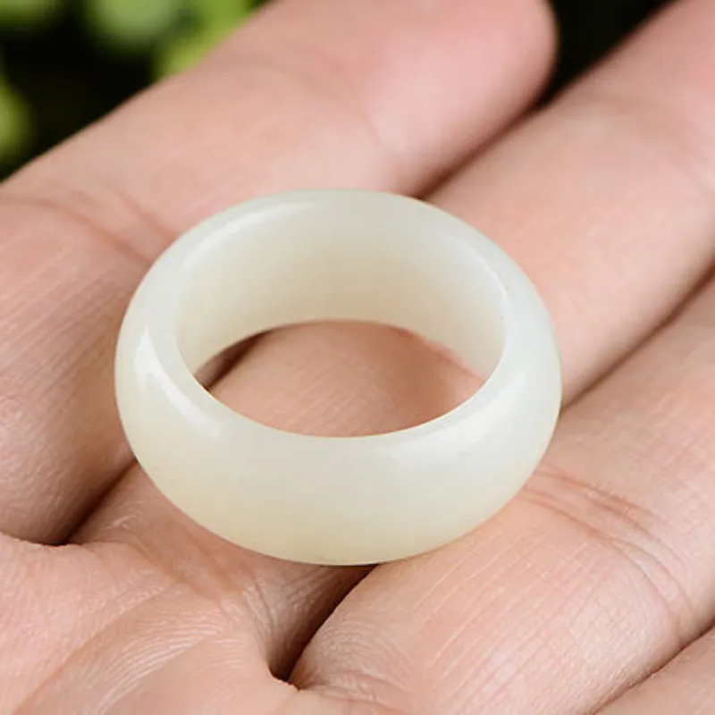 BYTHERE Hetian Jade Rings Pale Greenish White Jade Men's-4