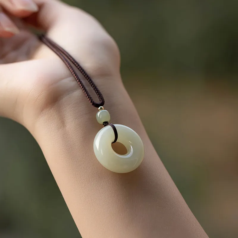 BYTHERE Hetian Jade Necklaces Pale Greenish White Jade Unisex-3