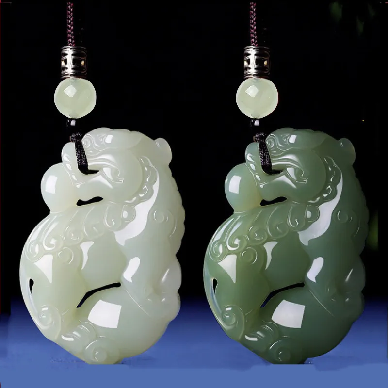 BYTHERE Hetian Jade Necklaces Pale Greenish White Jade Unisex-1