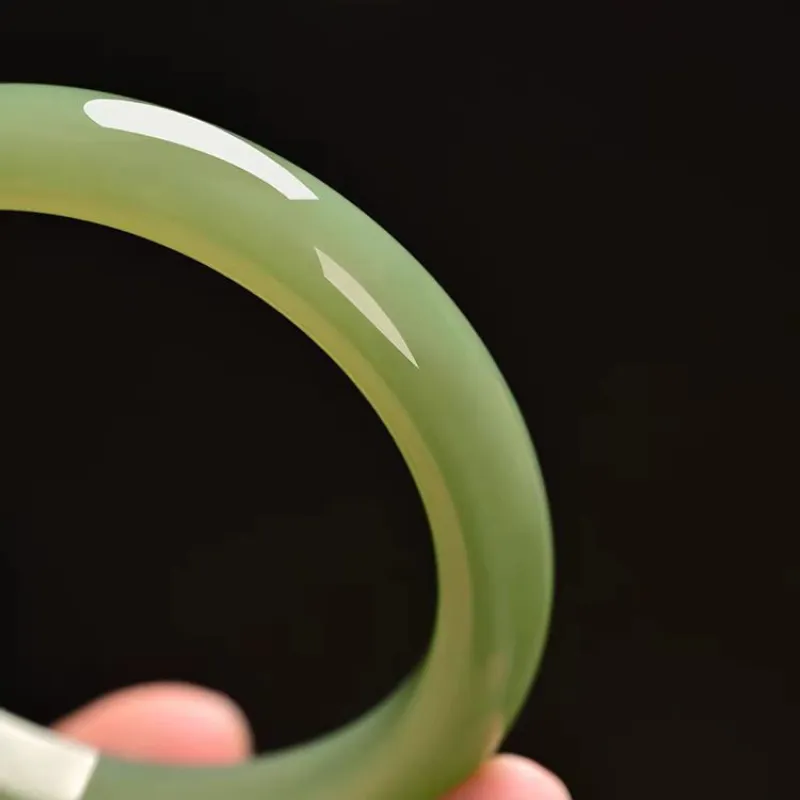 BYTHERE Hetian Jade Bangles Pale Greenish White Jade Women's-3