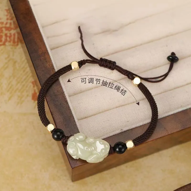 BYTHERE Bracelets Pale Greenish White Jade Unisex-2