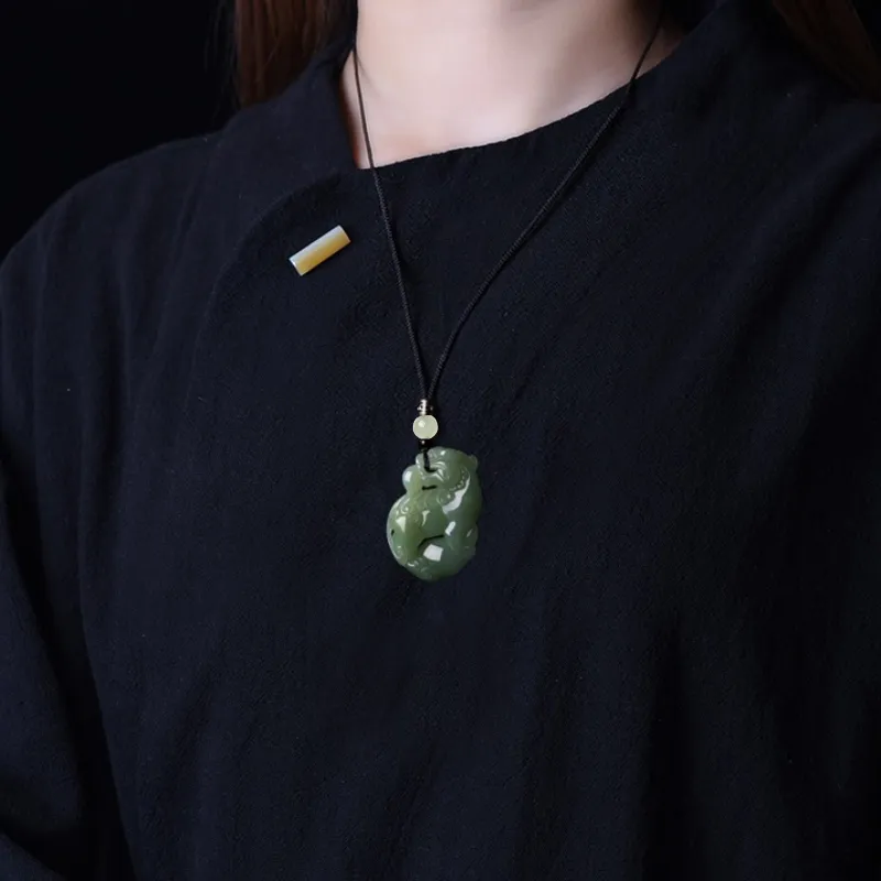 BYTHERE Hetian Jade Necklaces Pale Greenish White Jade Unisex-9
