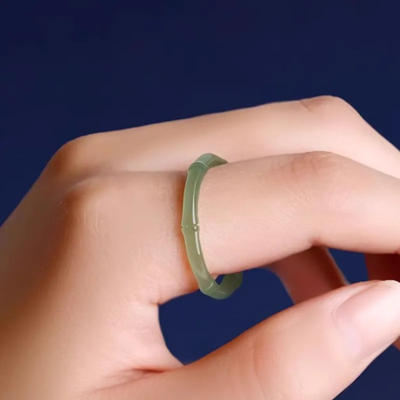 BYTHERE Hetian Jade Rings Pale Greenish White Jade Women's-2