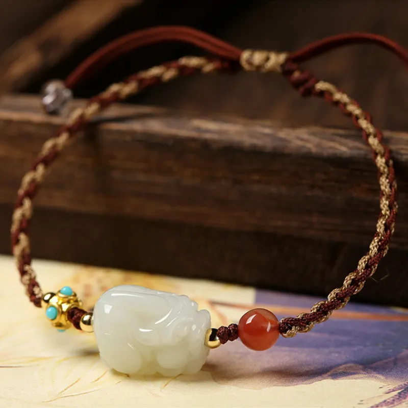 BYTHERE Hetian Jade Bracelets Pale Greenish White Jade Women's-4