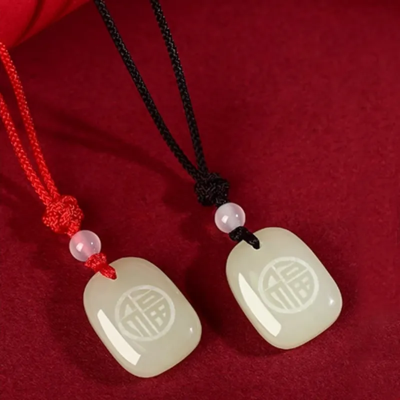 BYTHERE Hetian Jade Necklaces Pale Greenish White Jade Unisex-5