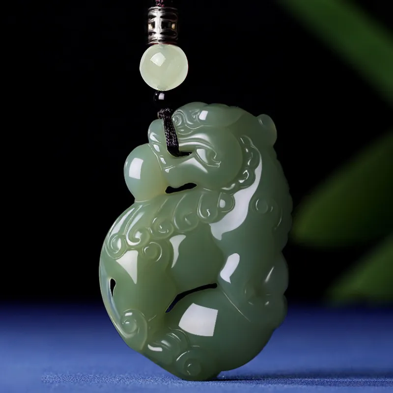 BYTHERE Hetian Jade Necklaces Pale Greenish White Jade Unisex-7