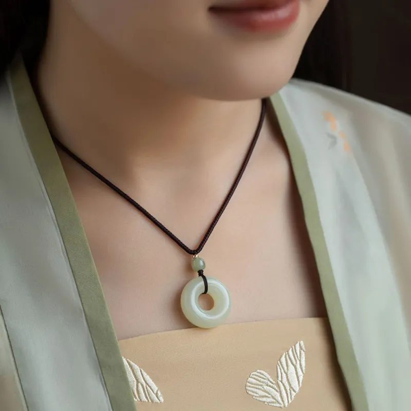BYTHERE Hetian Jade Necklaces Pale Greenish White Jade Unisex-5