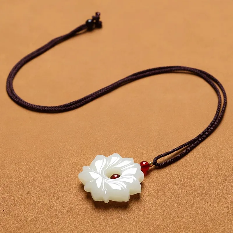 BYTHERE Hetian Jade Necklaces Pale Greenish White Jade Women's-5