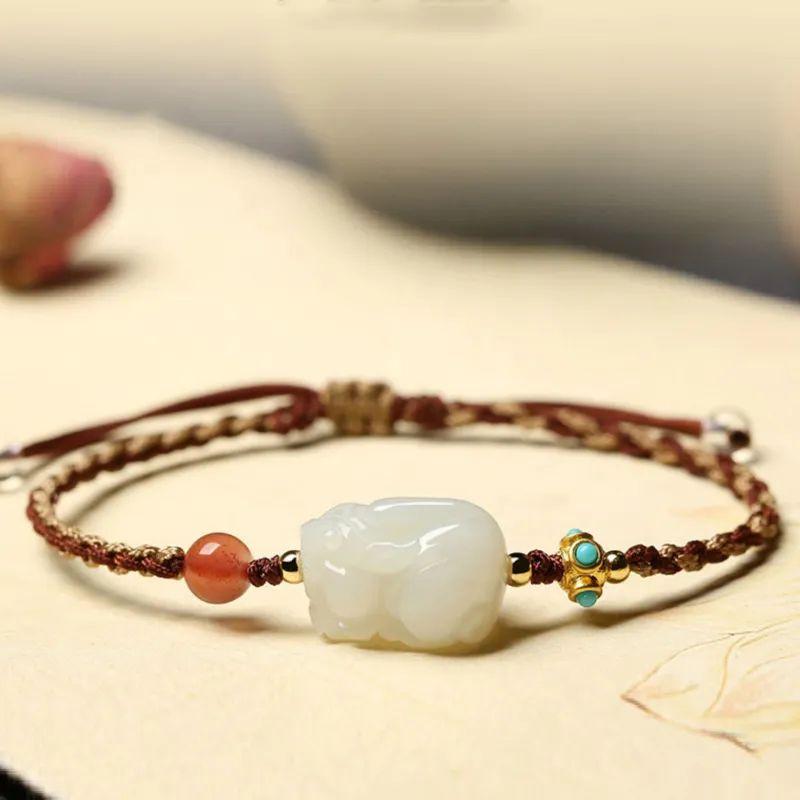 BYTHERE Hetian Jade Bracelets Pale Greenish White Jade Women's-3