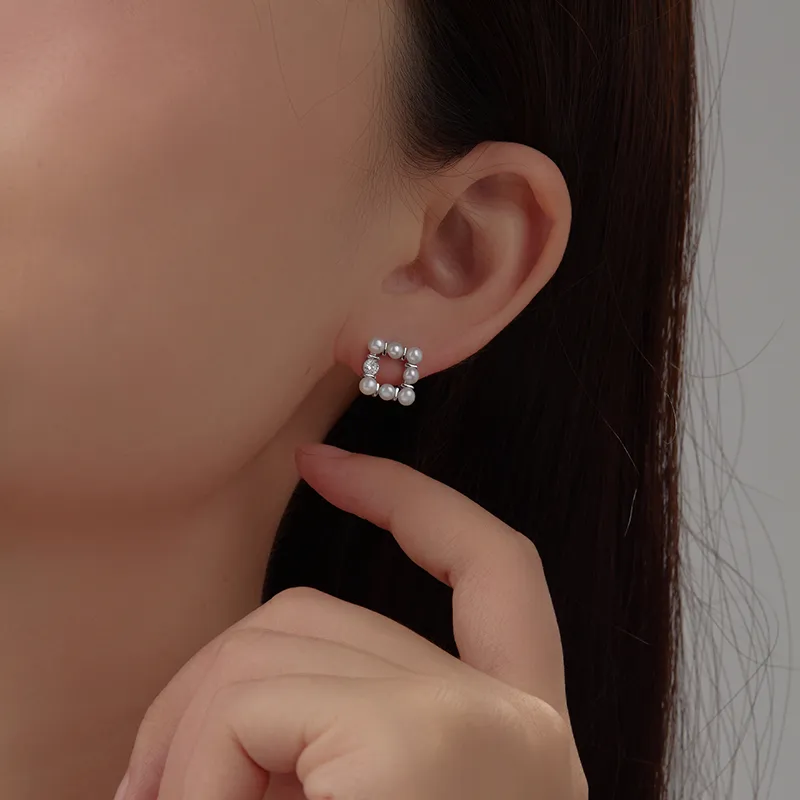BYTHERE Pearl Stud Earrings Women's-1