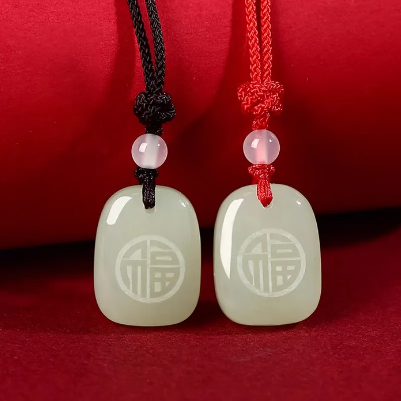 BYTHERE Hetian Jade Necklaces Pale Greenish White Jade Unisex-4