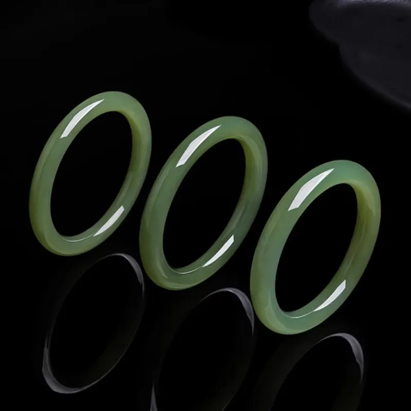 BYTHERE Hetian Jade Bangles Pale Greenish White Jade Women's-1