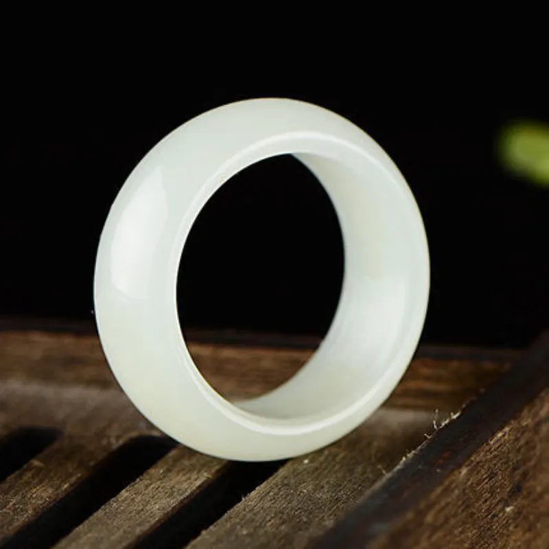 BYTHERE Hetian Jade Rings Pale Greenish White Jade Men's-1