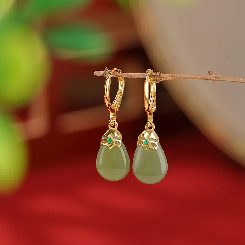 BYTHERE Hetian Jade Earrings Pale Greenish White Jade Women's-1