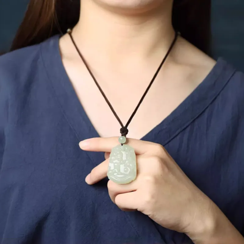 BYTHERE Hetian Jade Necklaces Pale Greenish White Jade Unisex-3