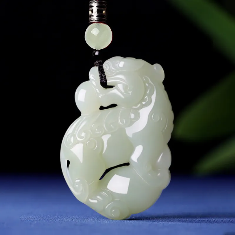 BYTHERE Hetian Jade Necklaces Pale Greenish White Jade Unisex-2