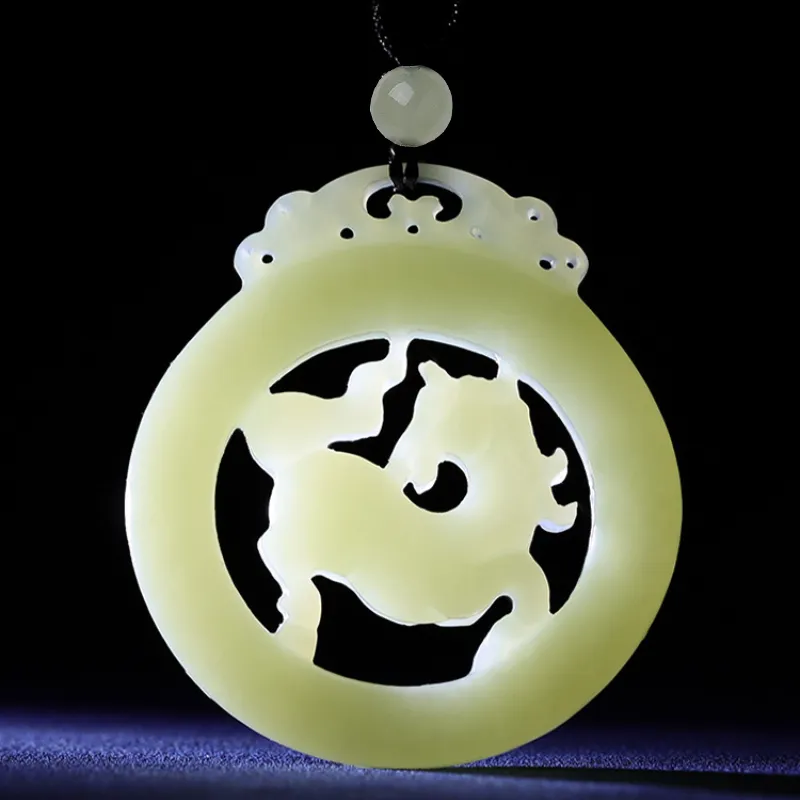BYTHERE Hetian Jade Necklaces Pale Greenish White Jade Unisex-5