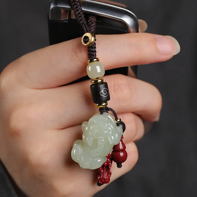 BYTHERE Keychains Pale Greenish White Jade Unisex-2