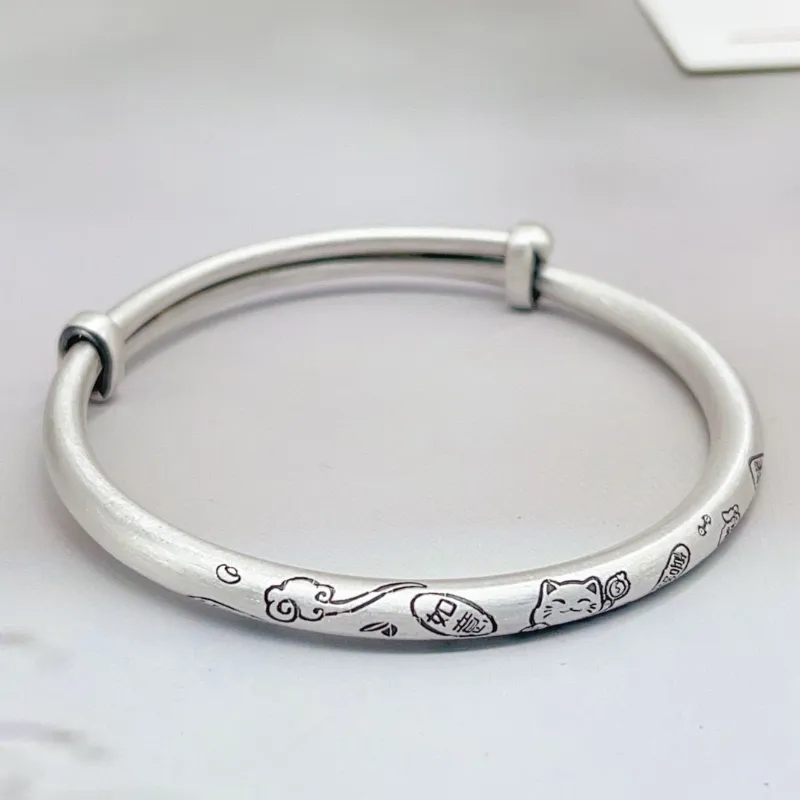 BYTHERE 999 Fine Silver Bangle, Birthday Love Unisex-2
