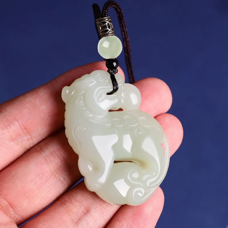 BYTHERE Hetian Jade Necklaces Pale Greenish White Jade Unisex-5