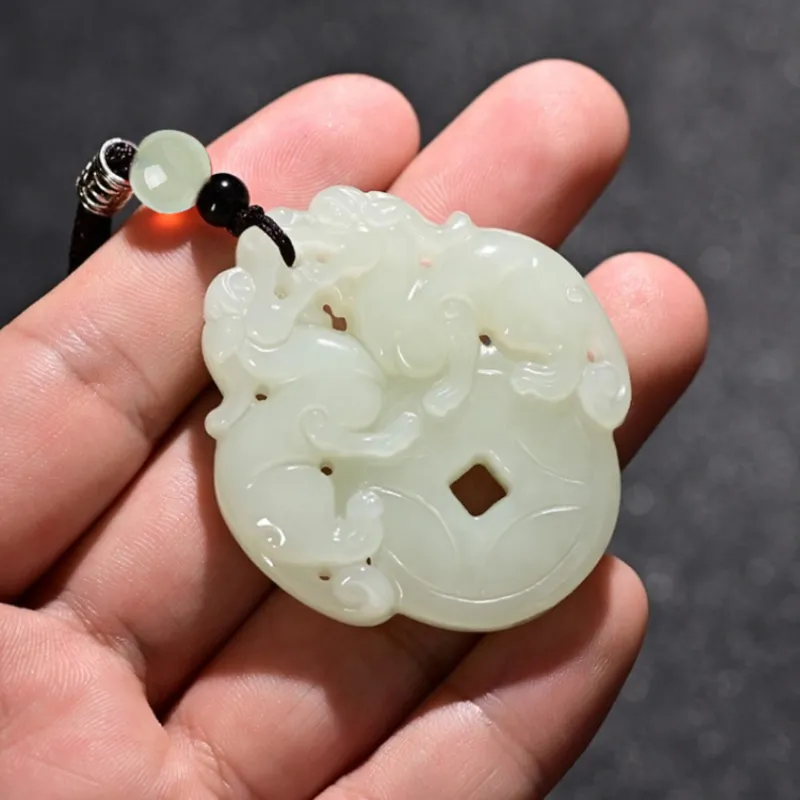 BYTHERE Necklaces Pale Greenish White Jade Unisex-3