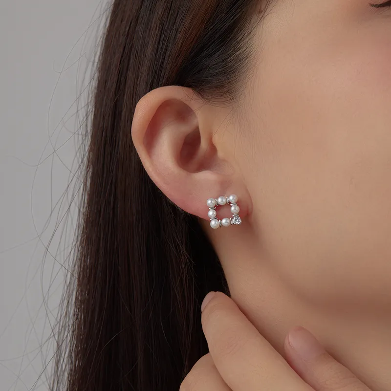 BYTHERE Pearl Stud Earrings Women's-2