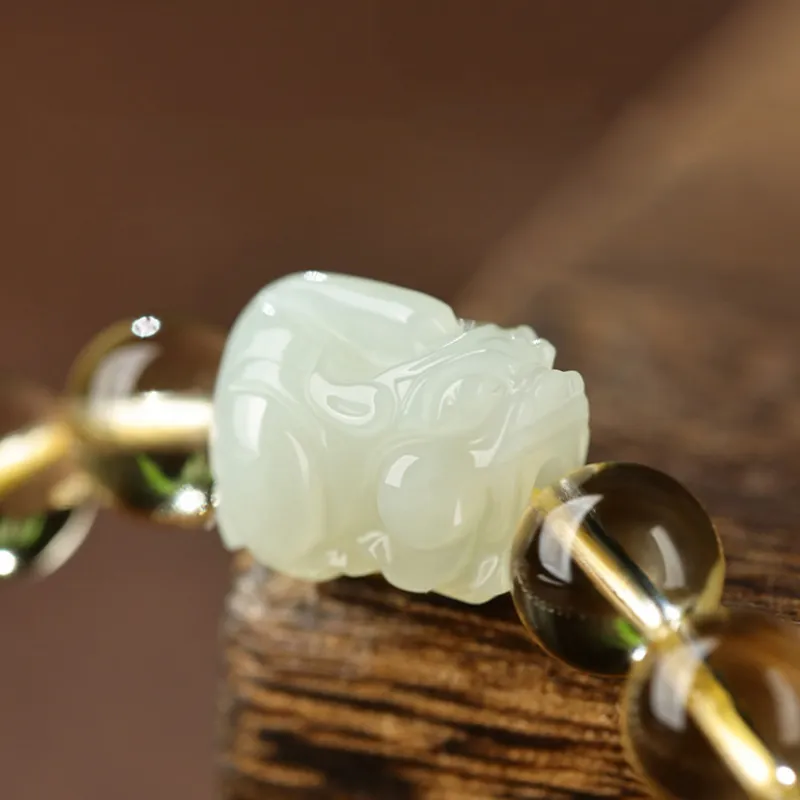BYTHERE Hetian Jade Bracelets Pale Greenish White Jade Unisex-7
