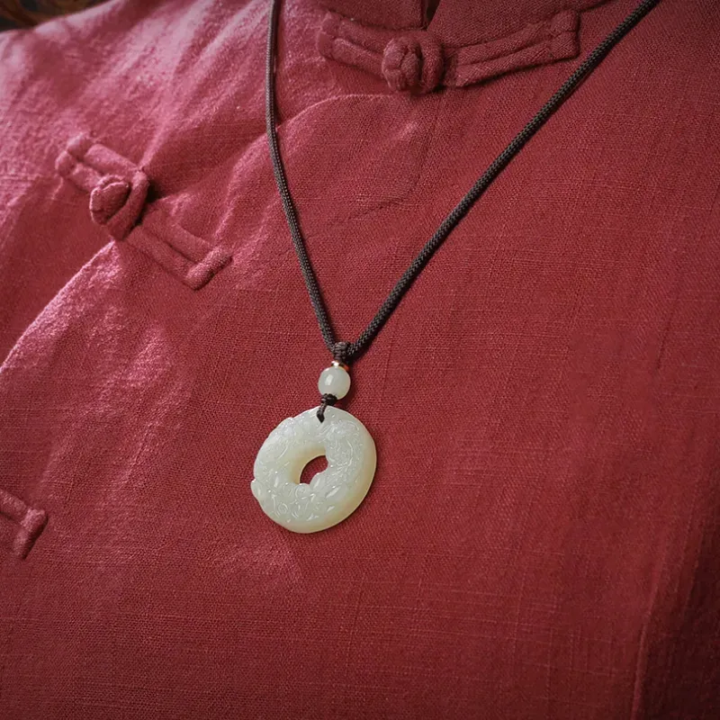 BYTHERE Hetian Jade Necklace Pendant, Gift For Boyfriend, Advanced Box Green Jade Unisex-13