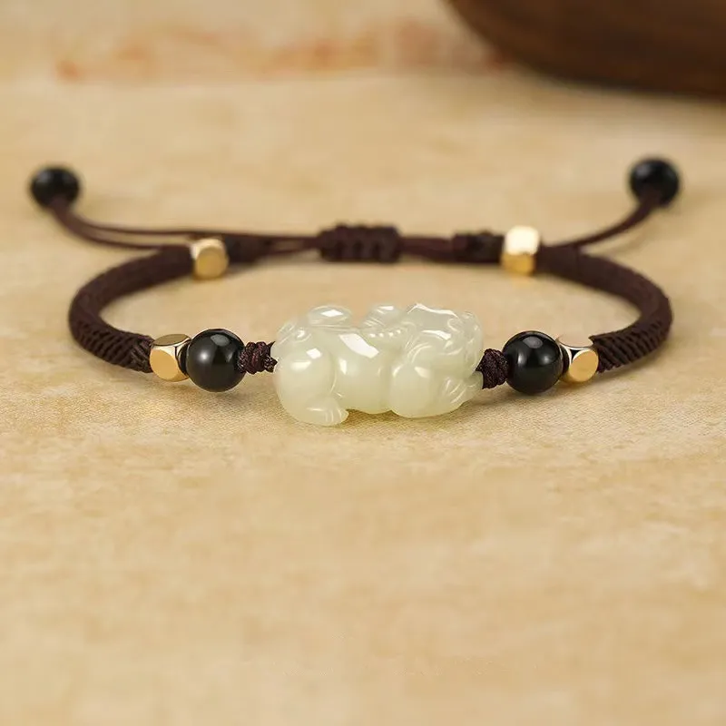 BYTHERE Hetian Jade Bracelet, Gift Set With Advanced Box Pale Greenish White Jade Unisex-1