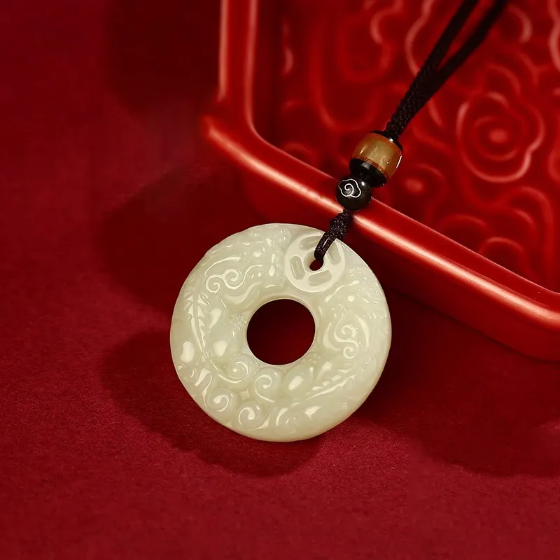 BYTHERE Hetian Jade Necklaces Pale Greenish White Jade Unisex-5