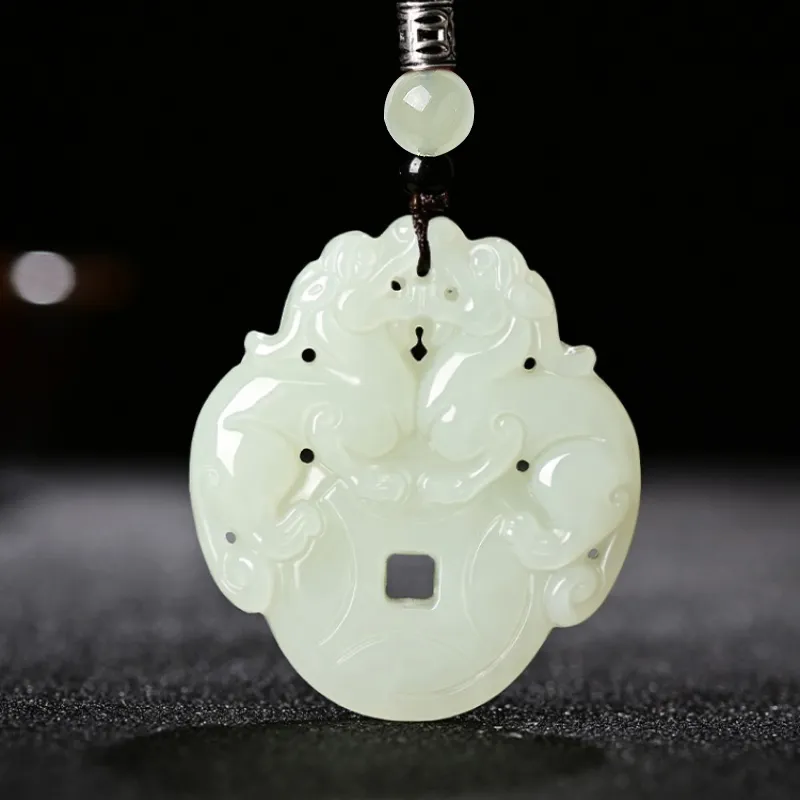 BYTHERE Necklaces Pale Greenish White Jade Unisex-1