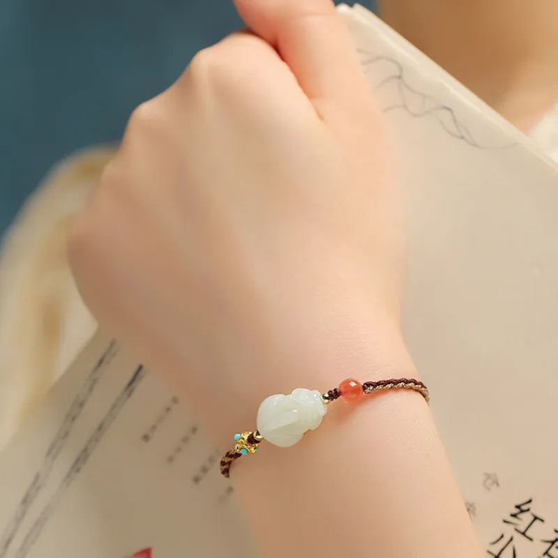 BYTHERE Hetian Jade Bracelets Pale Greenish White Jade Women's-1