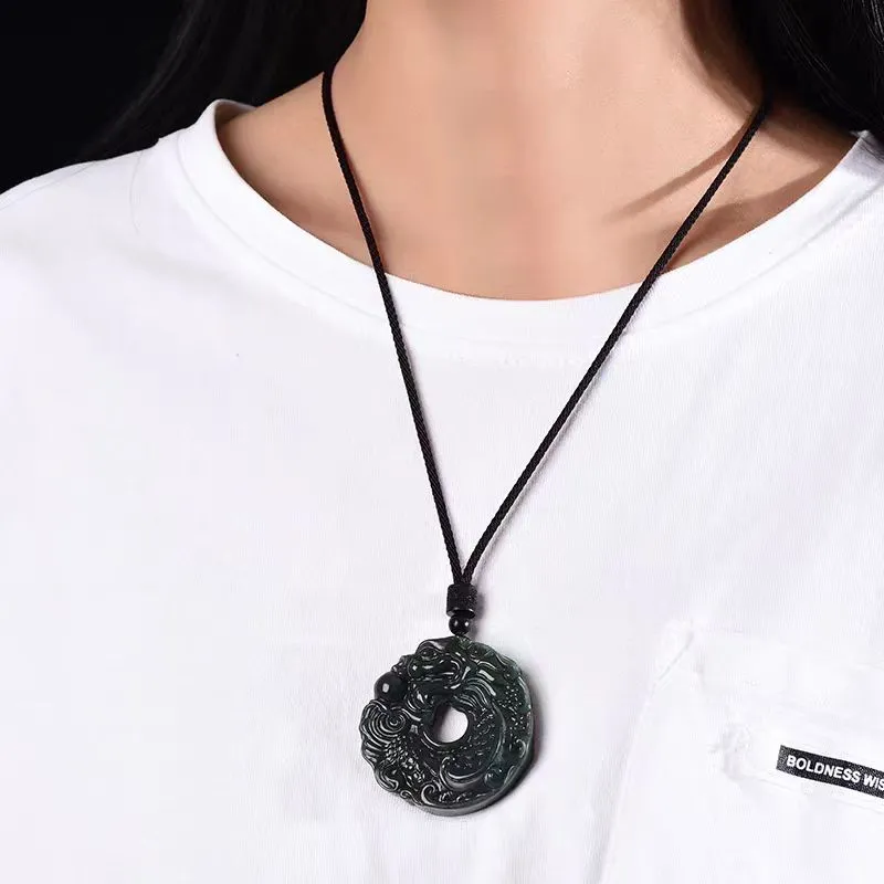 Lingxiang Yurun Necklaces Green Jade Unisex-5