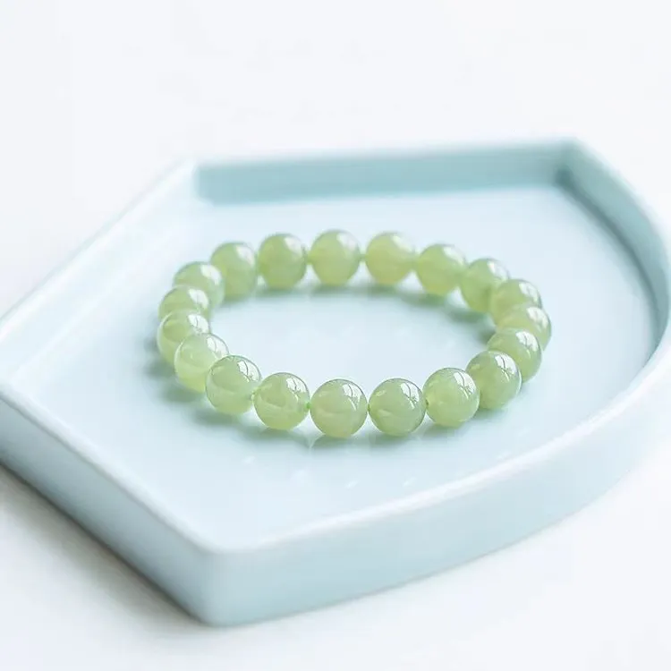 Lingxiang Yurun Hetian Jade Bracelets Unisex Pale Greenish White Jade-7