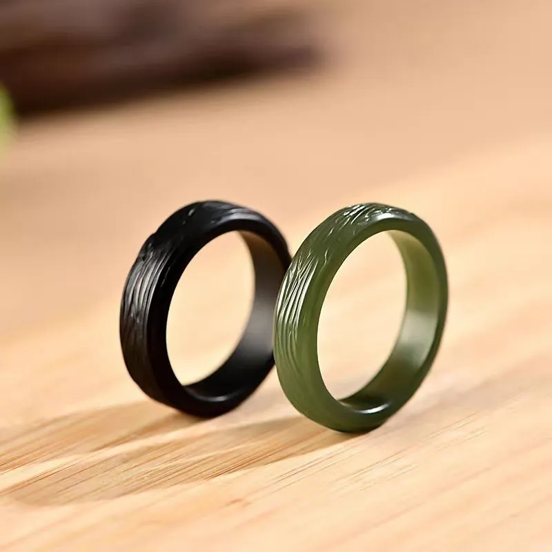 Lingxiang Yurun Rings Green Jade Unisex-11